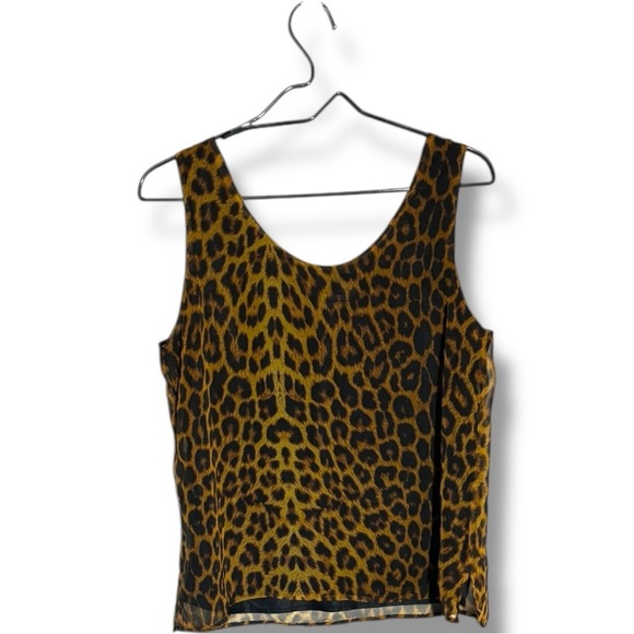 Working Girl Chic Leopard Print Sheer Tan and Black Breathable Flowy Tank Top - Picture 14 of 15